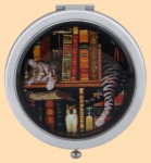 Зеркало металлическое складное На книжной полке (круглое)