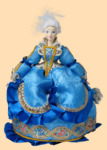 Кукла на чайник для самовара Русское платье (фарфор, синяя)